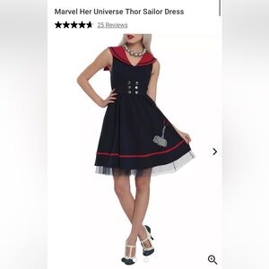 Hot Topic Marvel Heroes Universe Thor Sailor Dress Navy Blue